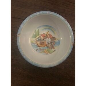 Pecoware Noahs Ark Melamine Bowl Kids Blue White Animals Vintage Style 00385
